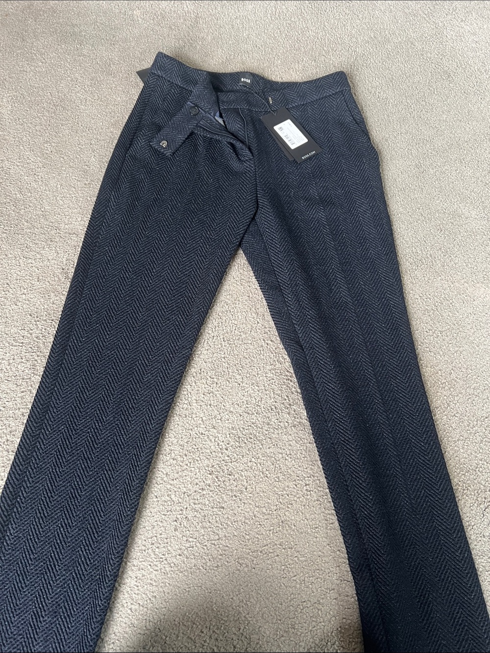 Hugo Boss Slim Straight Herringbone trousers. Size 4.